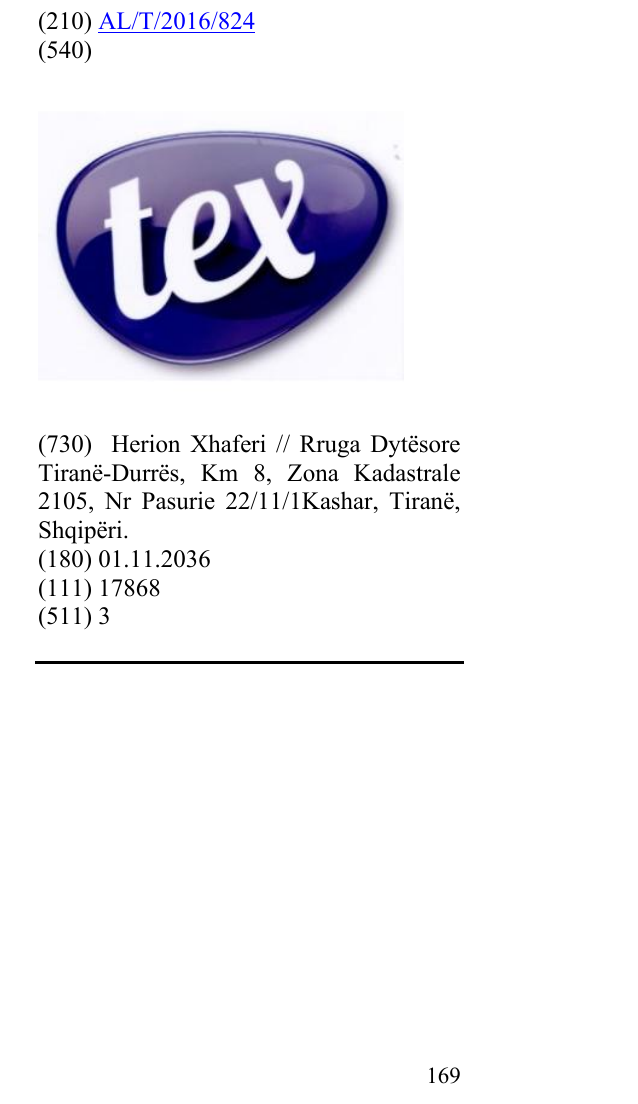 Zëri i markës TEX në buletin