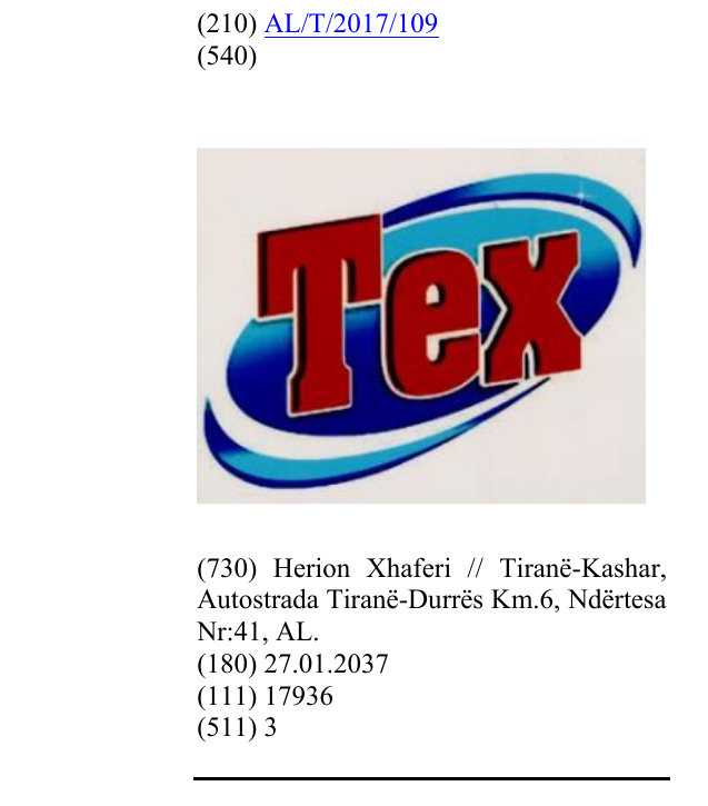 Zëri i markës TEX në buletin