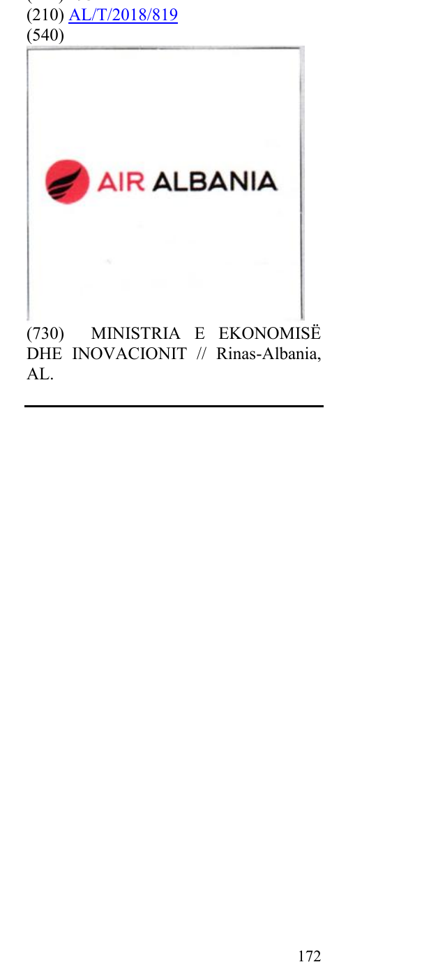 Zëri i markës AIR ALBANIA në buletin