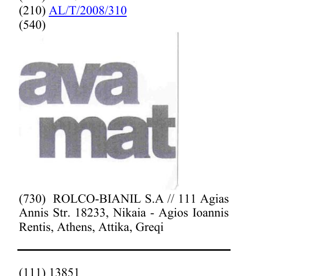 Zëri i markës AVAMAT në buletin