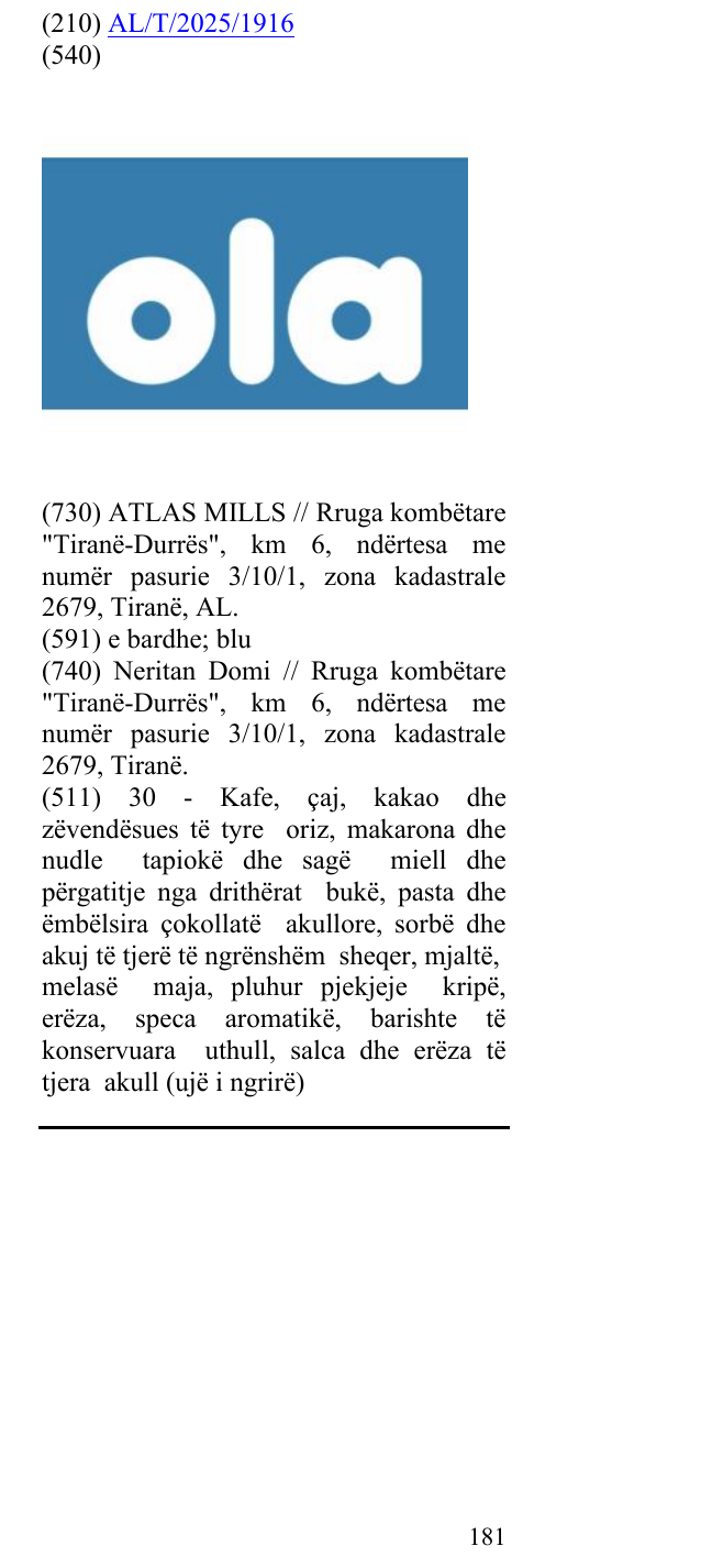 Zëri i markës ola në buletin