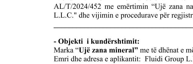 Zëri i markës zana Ujë natural në buletin