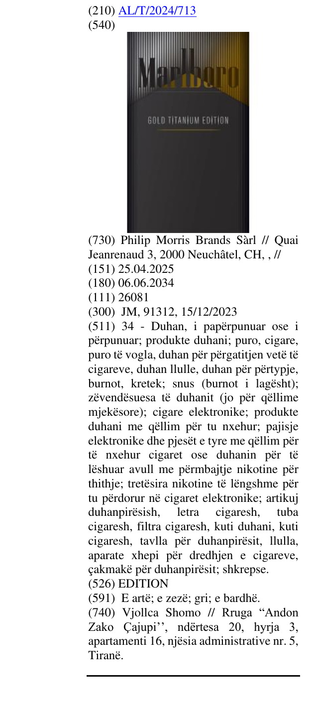 Zëri i markës EDITION në buletin