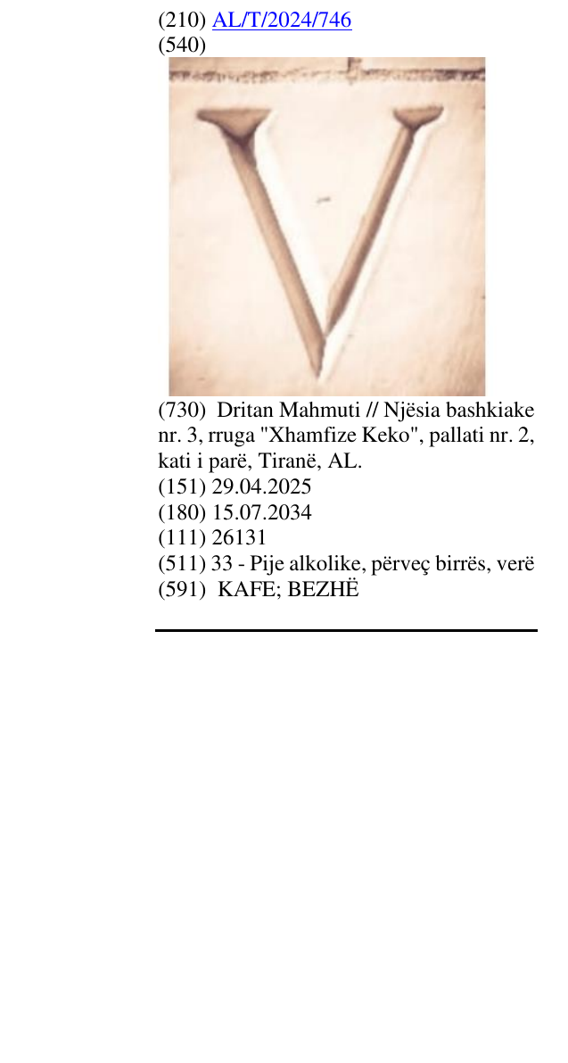 Zëri i markës V në buletin