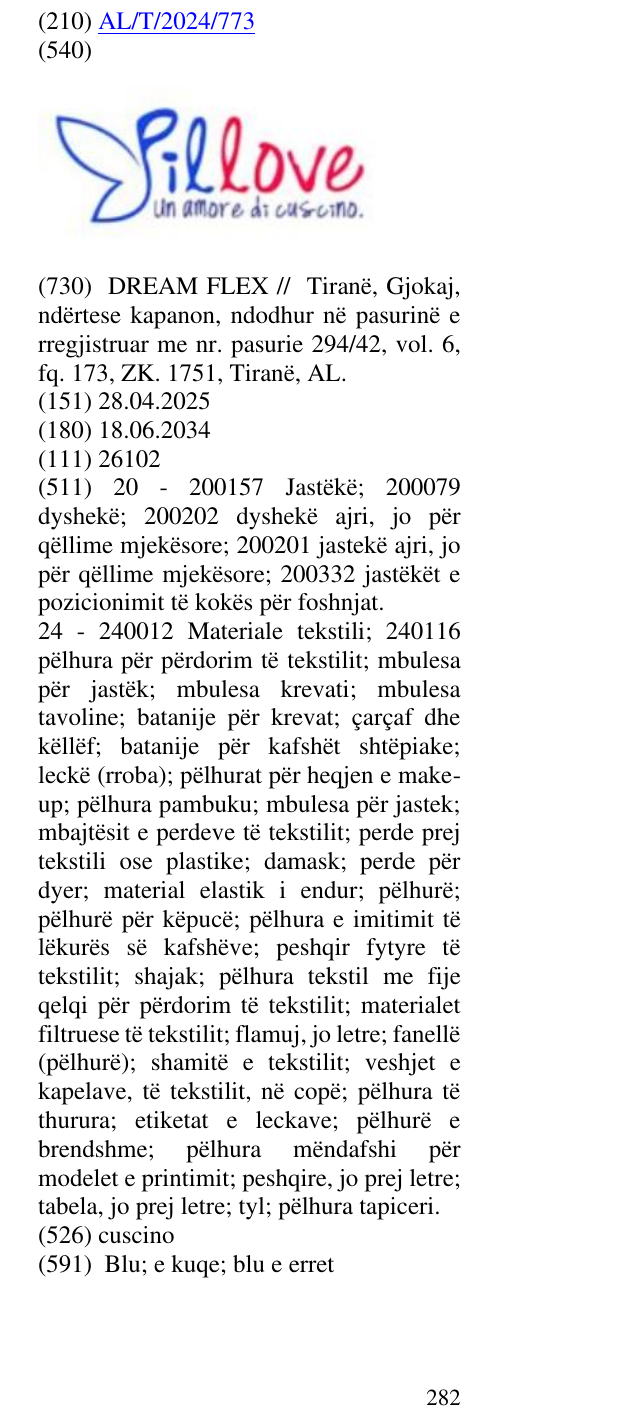 Zëri i markës cuscino në buletin