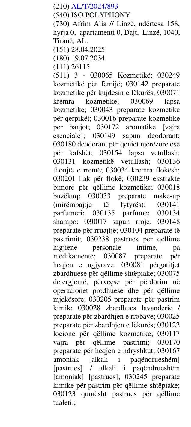 Zëri i markës ISO POLYPHONY në buletin