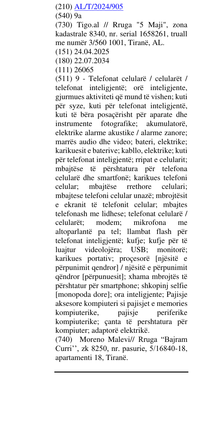 Zëri i markës 9a në buletin