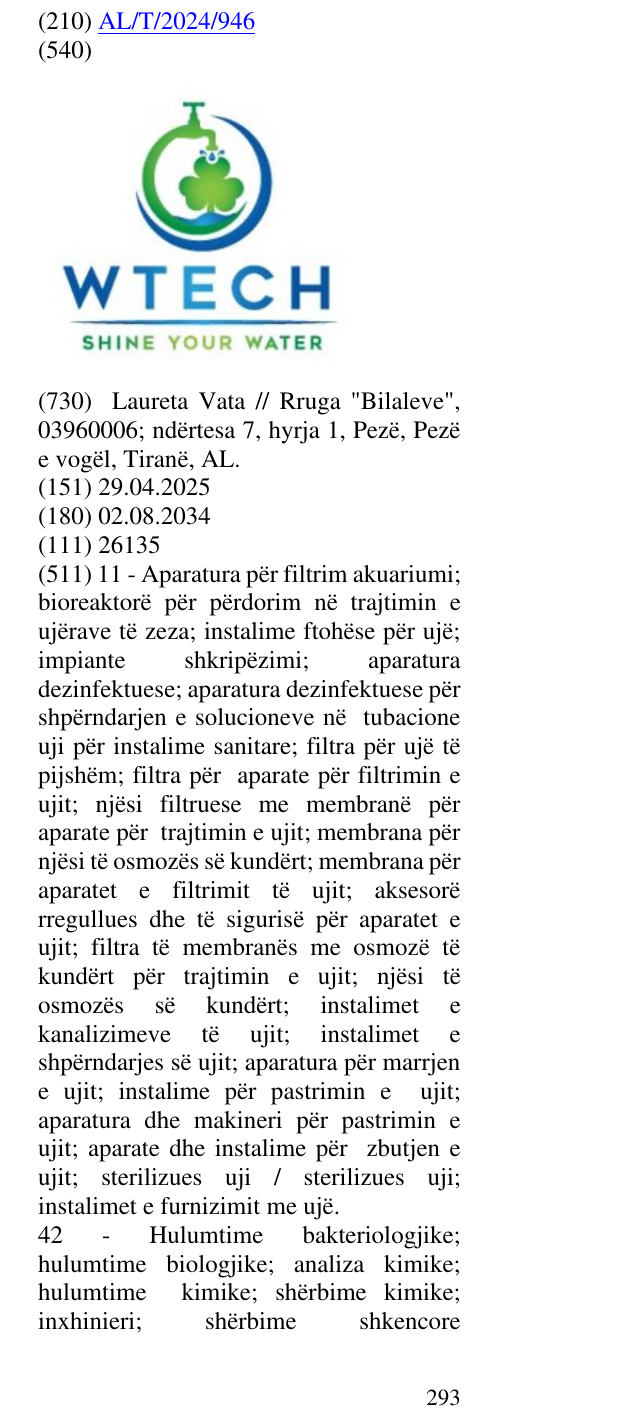 Zëri i markës Water; TECH në buletin