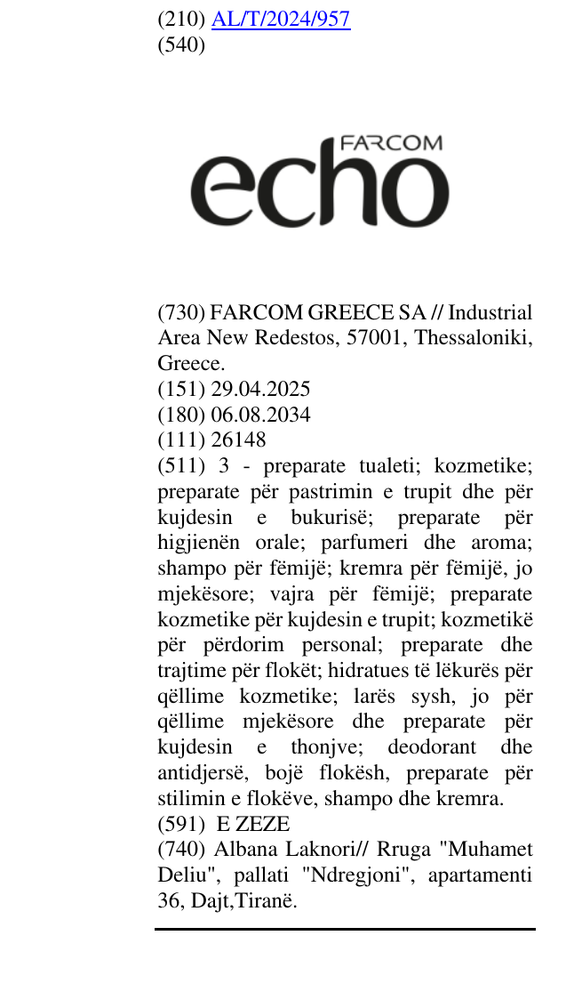 Zëri i markës FARCOM ECHO në buletin