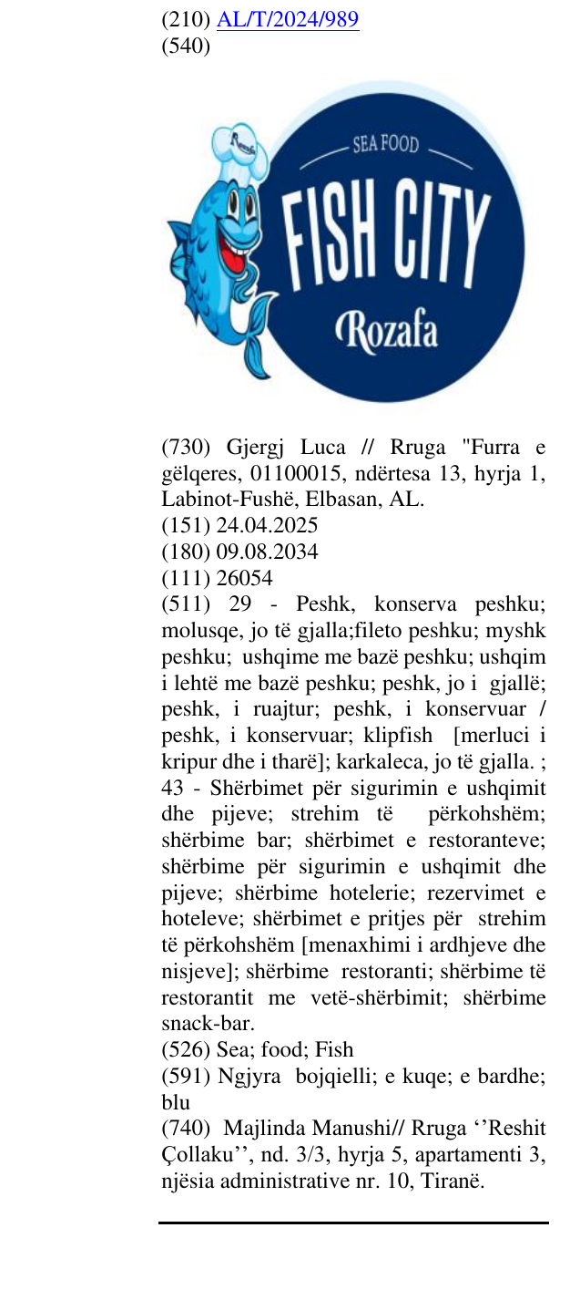 Zëri i markës Sea; food; Fish në buletin