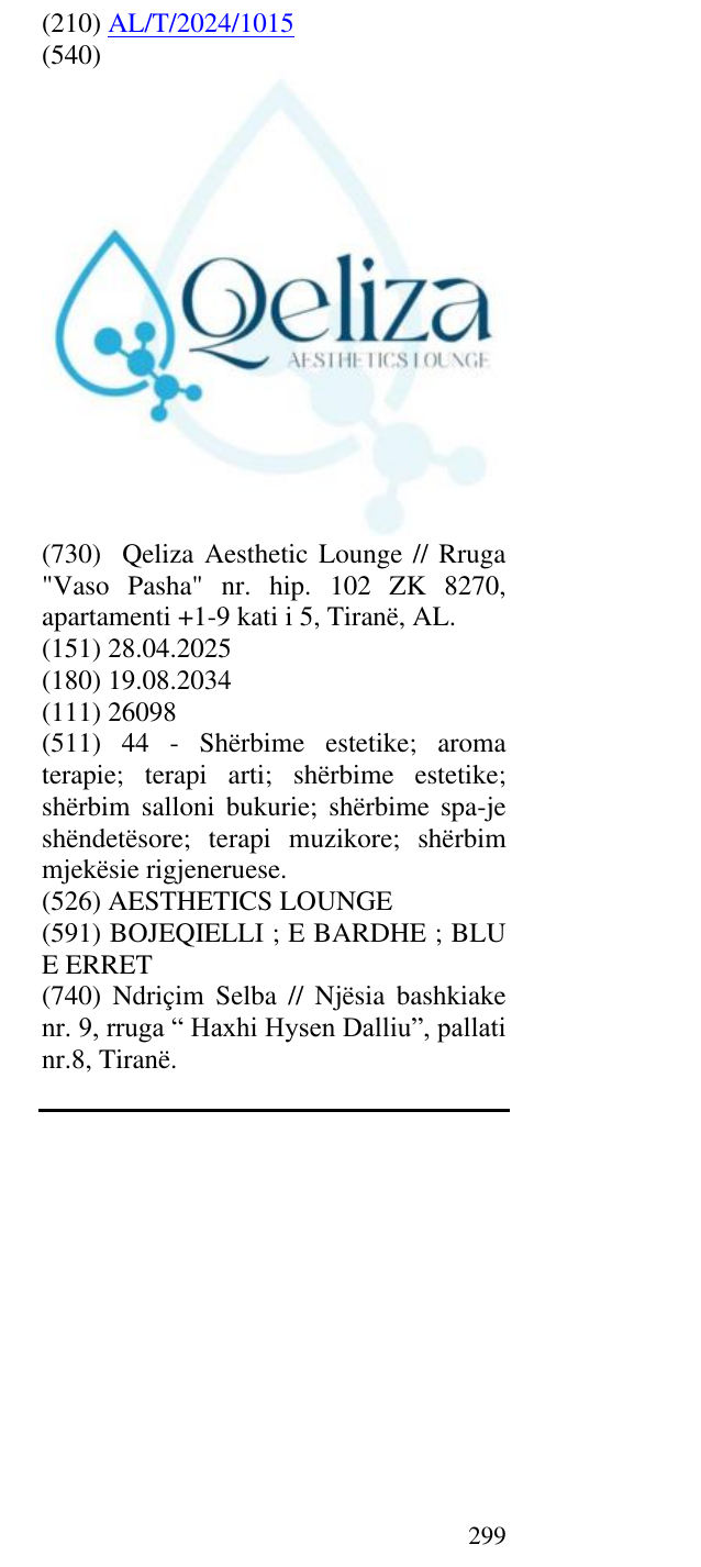 Zëri i markës AESTHETICS LOUNGE në buletin