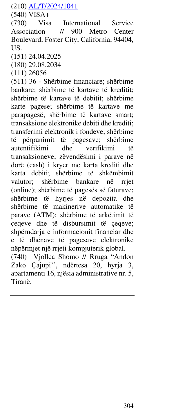 Zëri i markës VISA+ në buletin