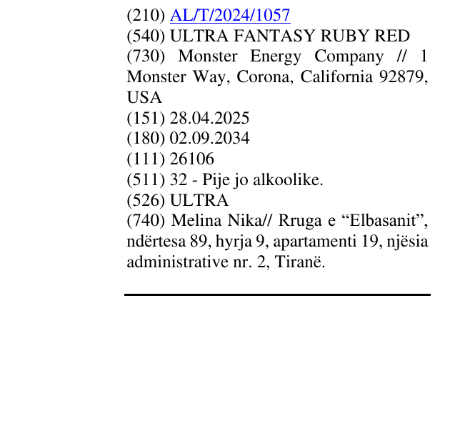 Zëri i markës ULTRA FANTASY RUBY RED në buletin