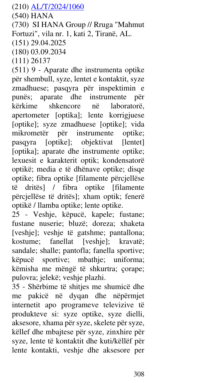 Zëri i markës HANA në buletin