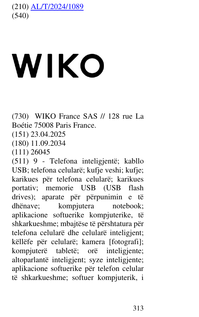 Zëri i markës WIKO në buletin