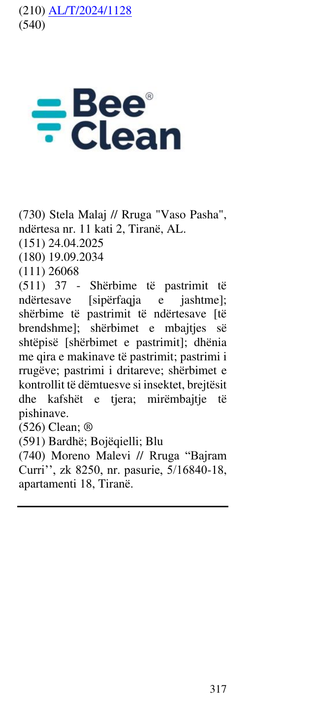 Zëri i markës Clean; ® në buletin