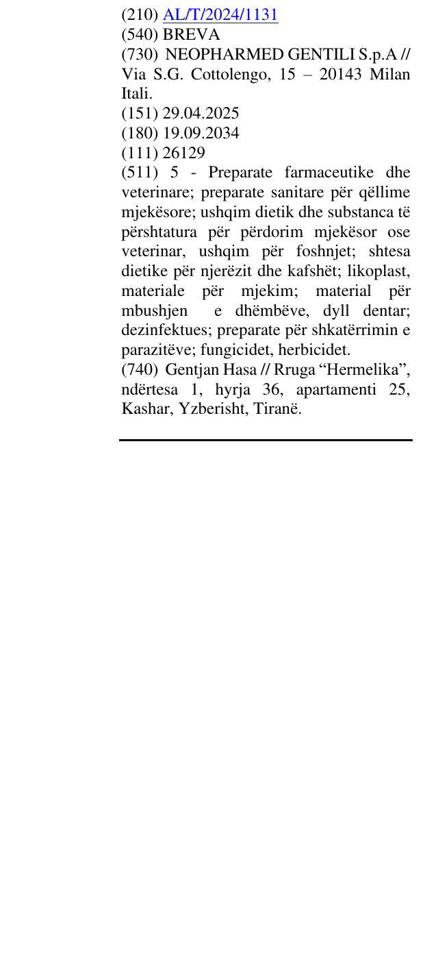 Zëri i markës BREVA në buletin