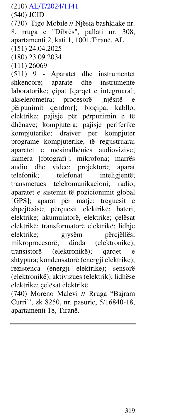 Zëri i markës JCID në buletin