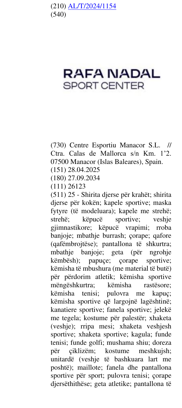 Zëri i markës SPORT, CENTER në buletin