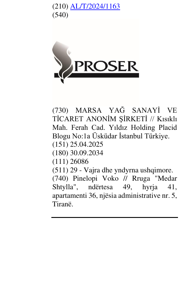Zëri i markës PROSER në buletin
