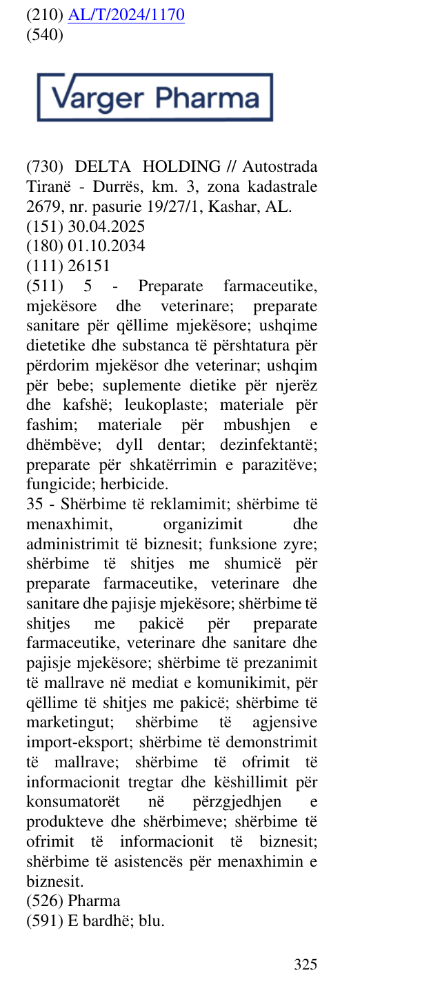 Zëri i markës Pharma në buletin