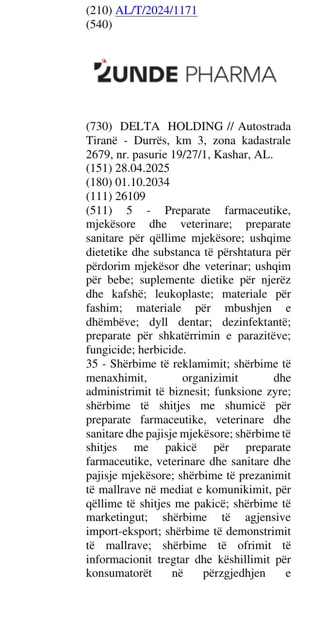 Zëri i markës Pharma në buletin
