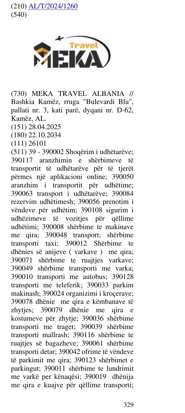 Zëri i markës Travel në buletin