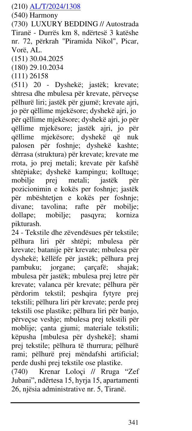 Zëri i markës Harmony në buletin