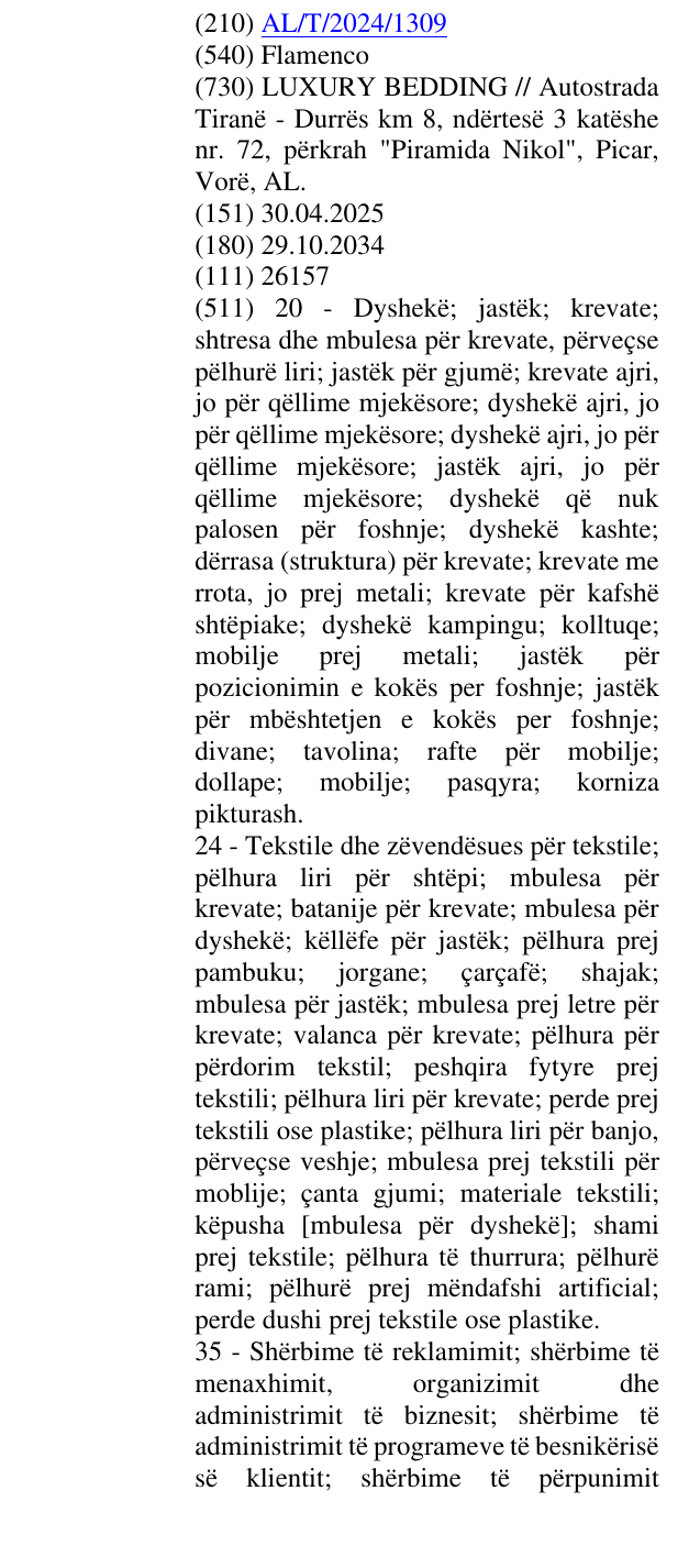 Zëri i markës Flamenco në buletin