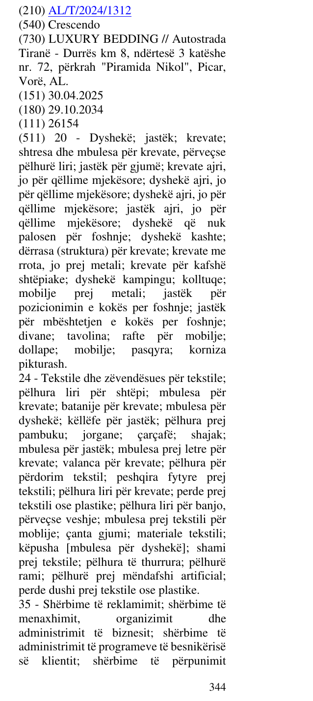 Zëri i markës Crescendo në buletin