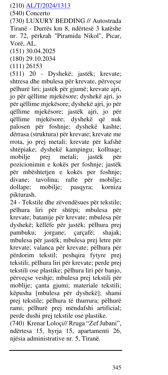 Zëri i markës Concerto në buletin