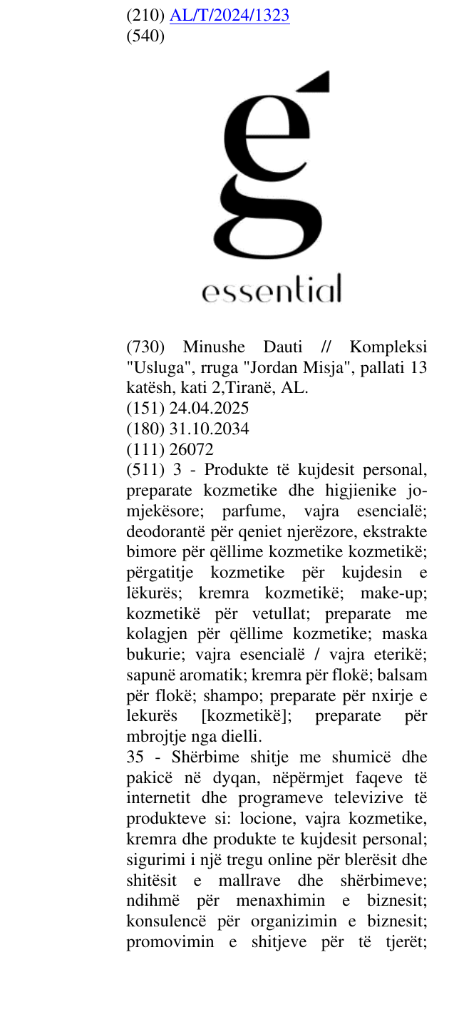 Zëri i markës eg essential në buletin