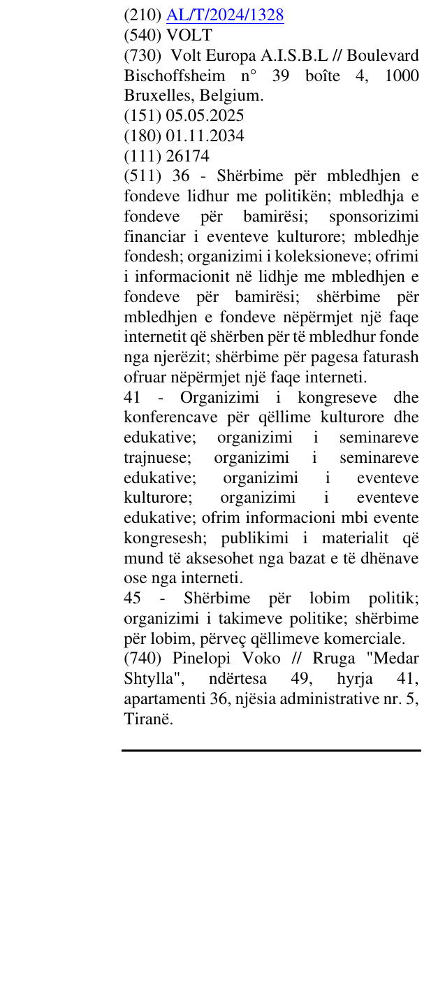 Zëri i markës VOLT në buletin