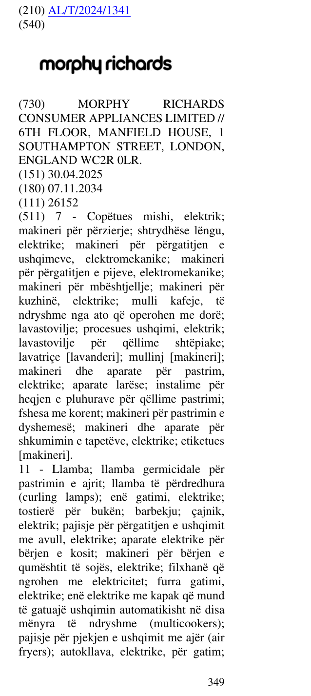 Zëri i markës morphy richards në buletin