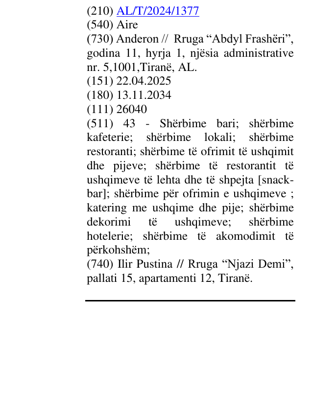 Zëri i markës Aire në buletin