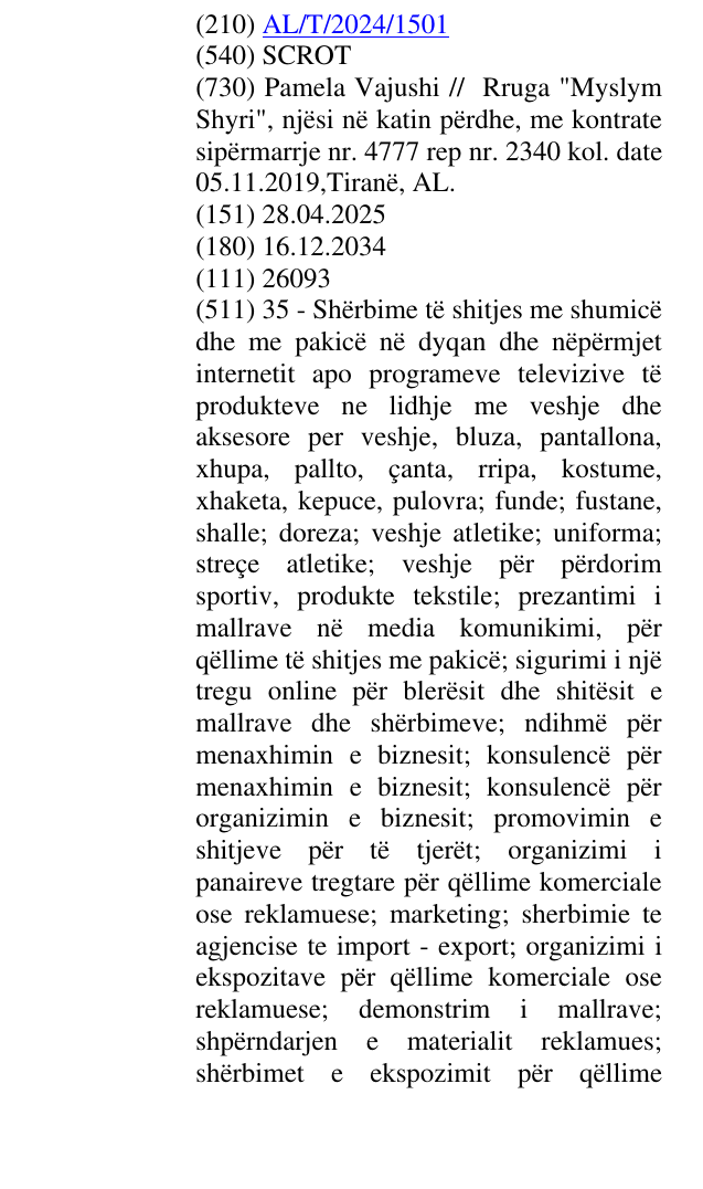 Zëri i markës SCROT në buletin