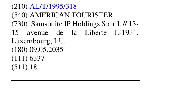 Zëri i markës AMERICAN TOURISTER në buletin