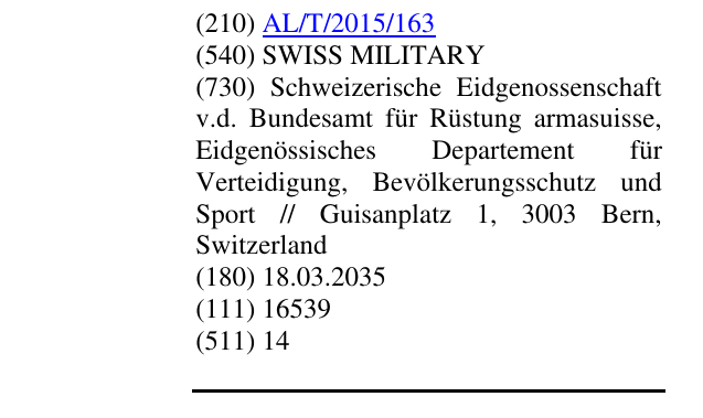 Zëri i markës SWISS MILITARY në buletin