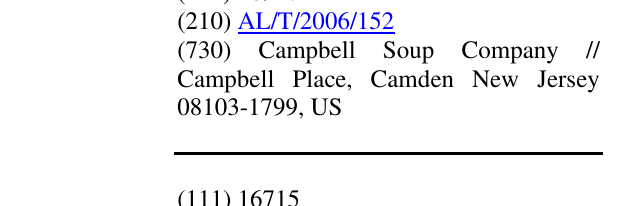 Zëri i markës CAMPBELL'S CORNERSTONE në buletin