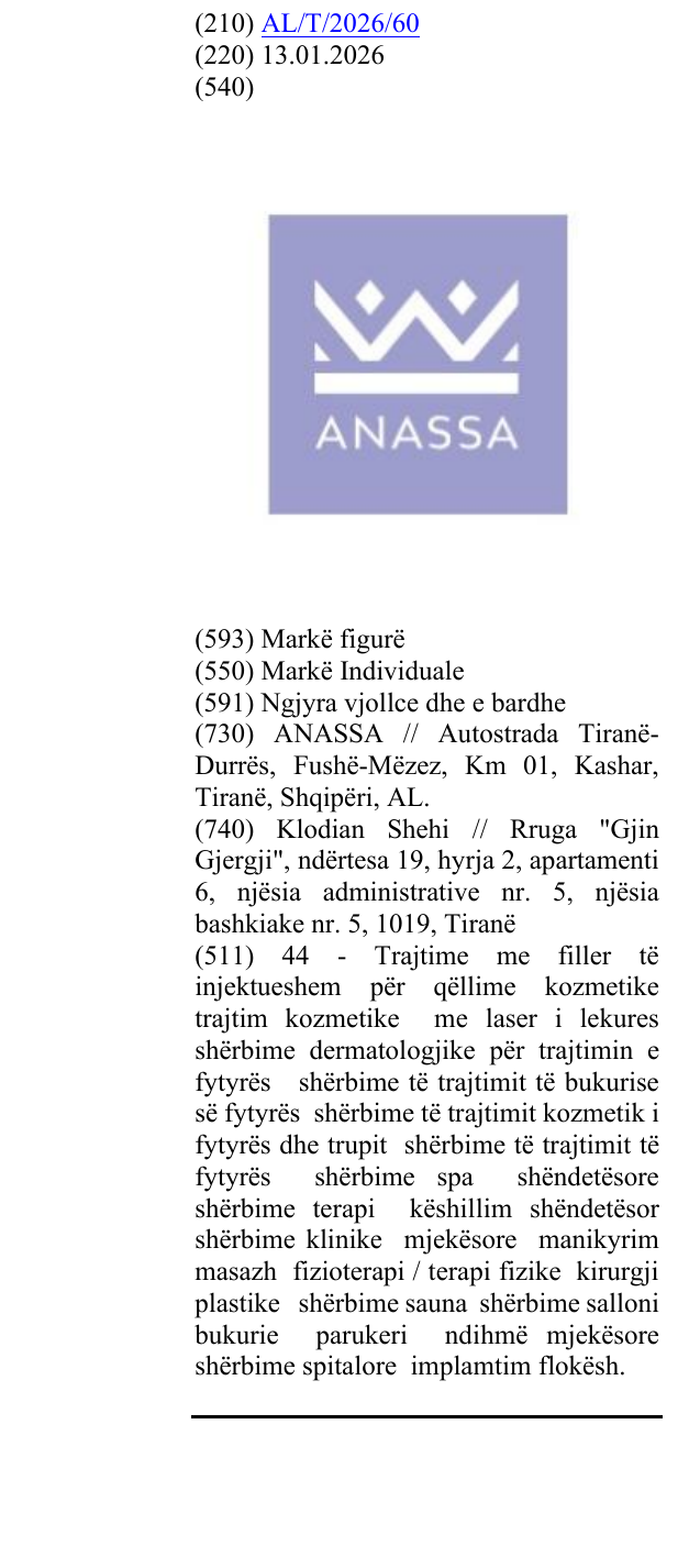 Zëri i markës ANASSA në buletin