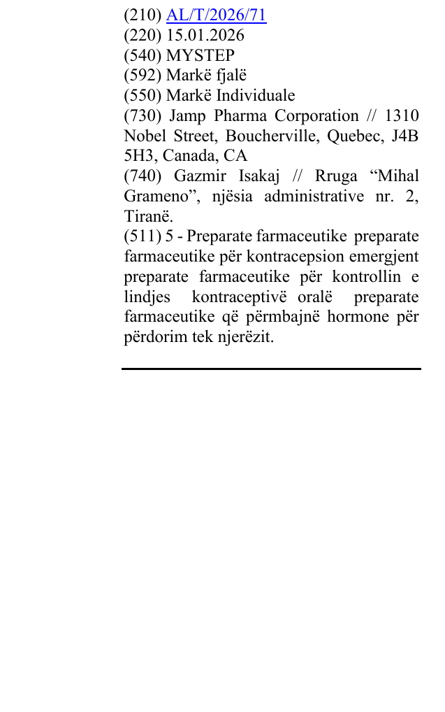 Zëri i markës MYSTEP në buletin