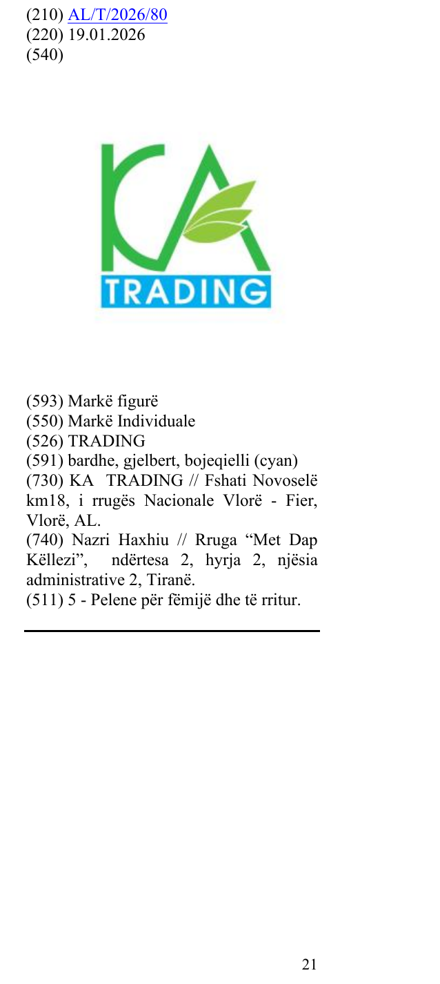 Zëri i markës TRADING në buletin