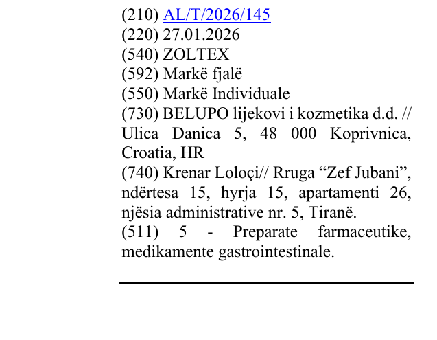 Zëri i markës ZOLTEX në buletin