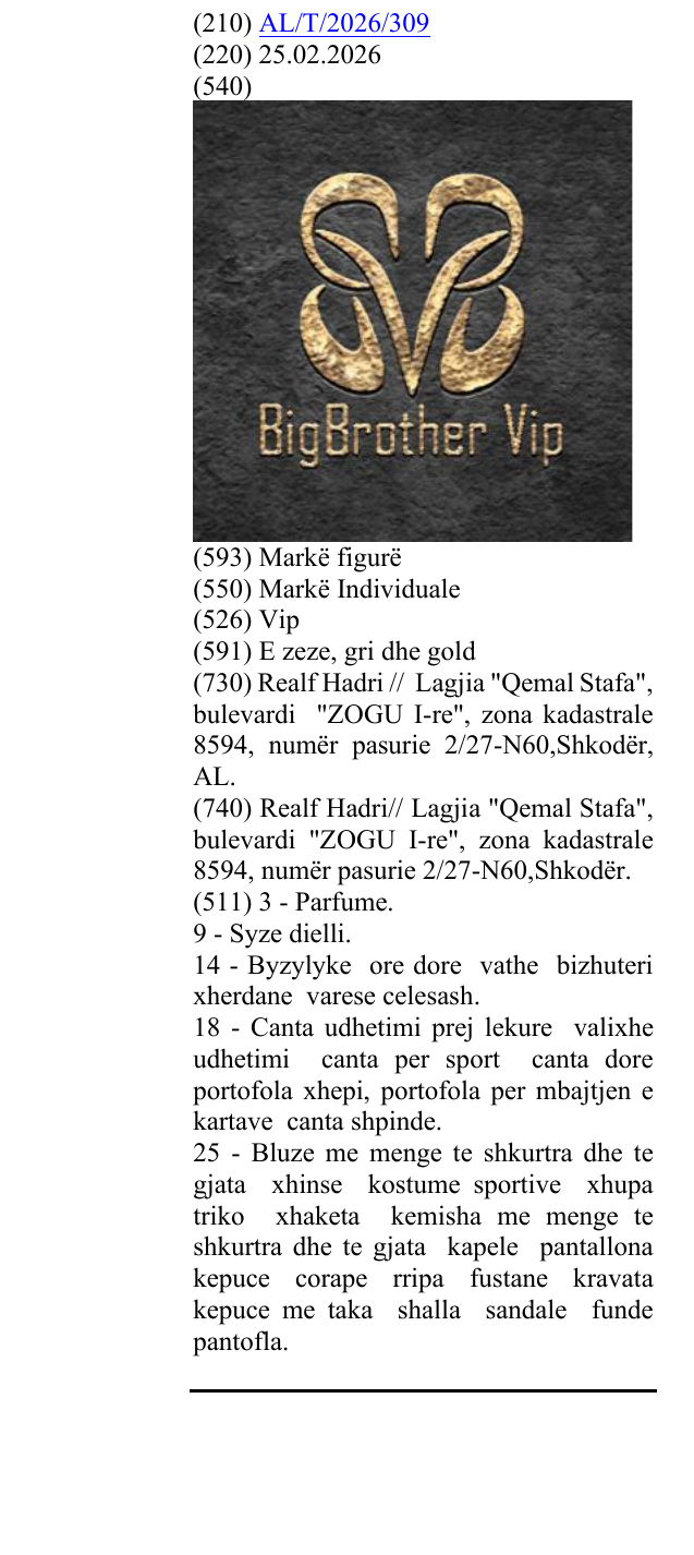 Zëri i markës Vip në buletin