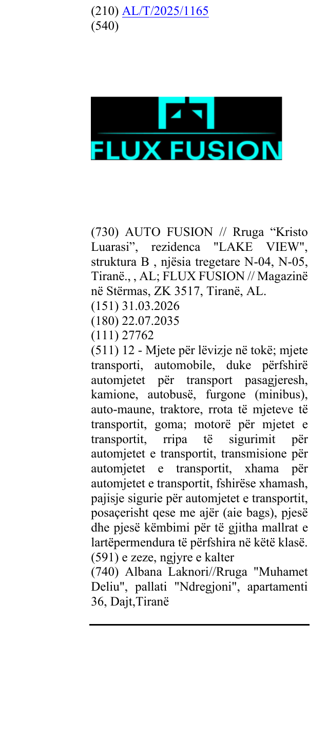 Zëri i markës FLUX FUSION në buletin