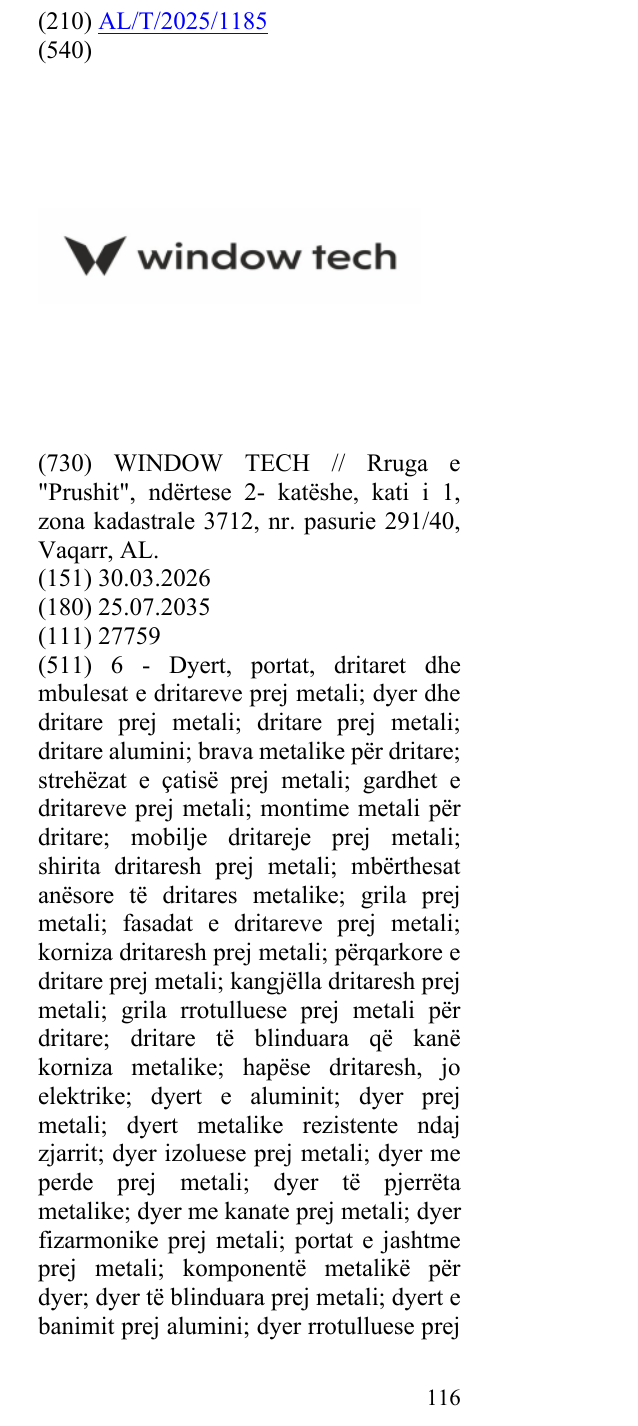 Zëri i markës window; tech. në buletin