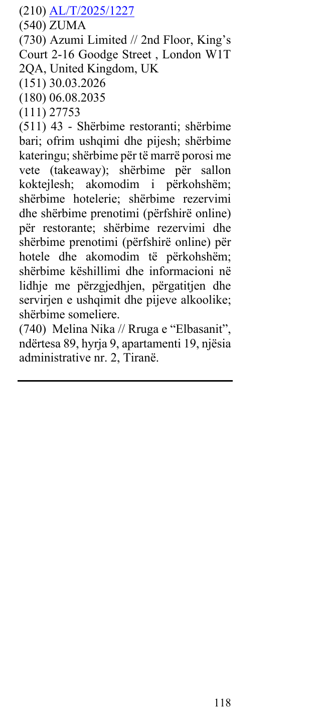 Zëri i markës ZUMA në buletin