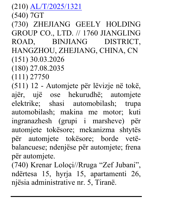 Zëri i markës 7GT në buletin
