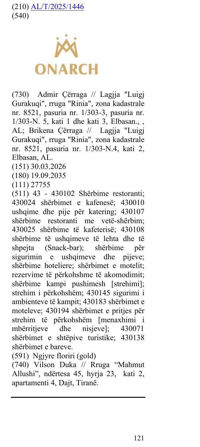 Zëri i markës ONARCH në buletin