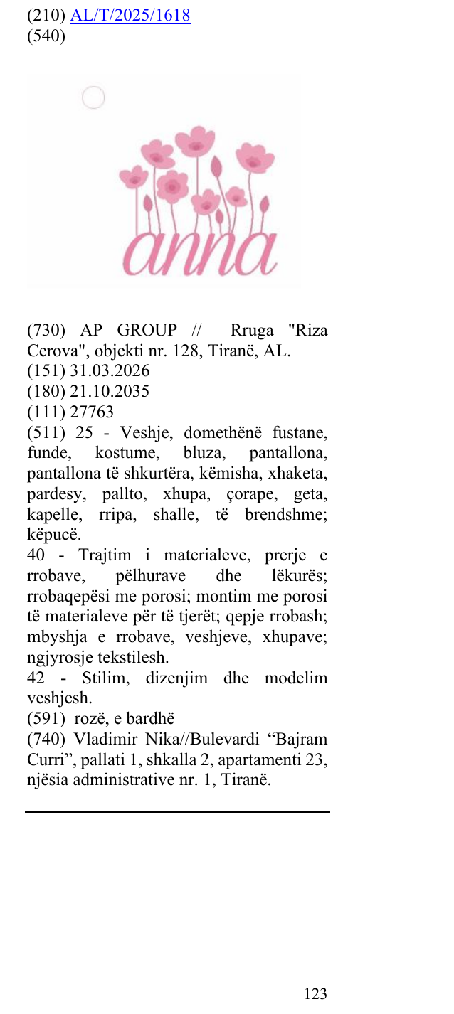 Zëri i markës anna në buletin